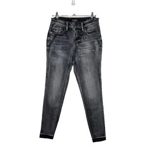 Judy Blue Jeans Womens 5 /27 Gray Skinny Fit Distressed Raw Hem Stretch Denim